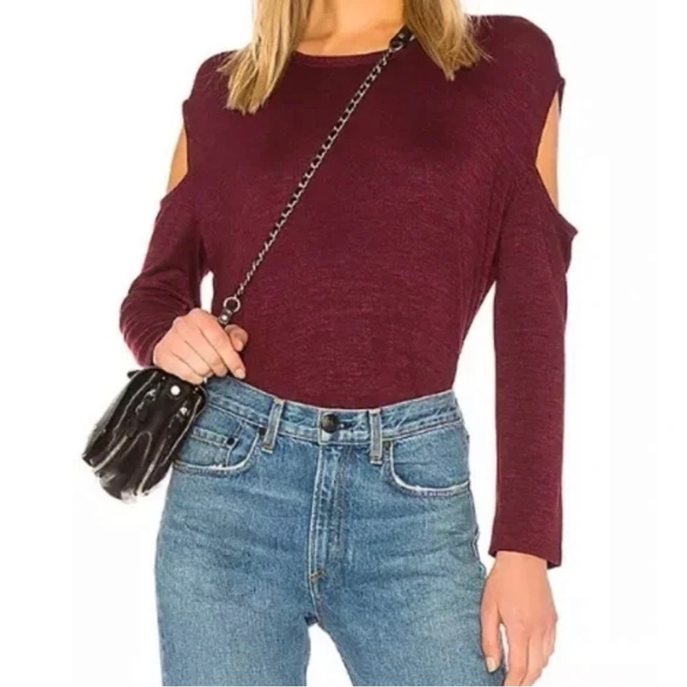 Rag & Bone Jean Purple Port Long Sleeve Slash Cutout Top Tee - Picture 8 of 10
